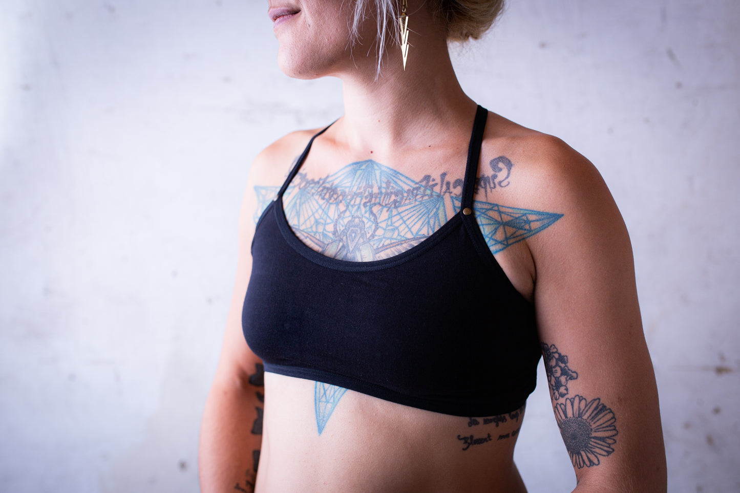 Black String Bra - with Rivets - Bra Top, Bralette, Bustier, Sports Bra, Yoga Top - black