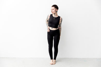 Short Top with Brass Element - black