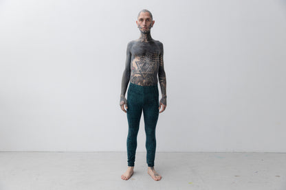 Leggings with an abstract Alligator Pattern - unisex - blue-green