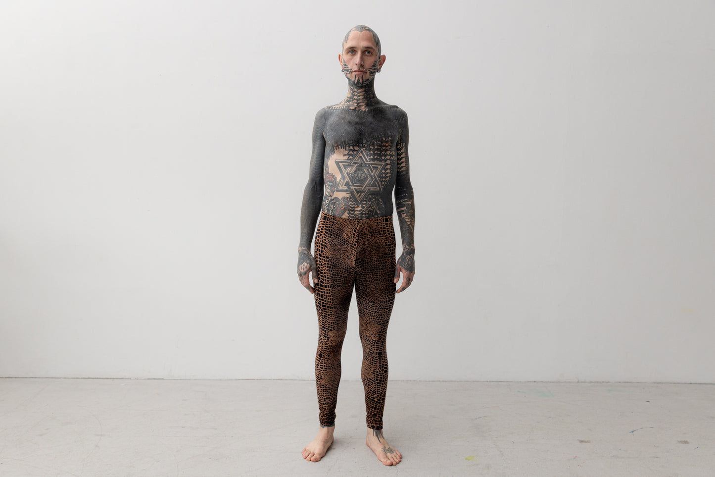 Leggings mit abstraktem Alligator-Muster - unisex - rostbraun-apricot