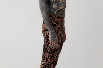 Leggings mit abstraktem Alligator-Muster - unisex - rostbraun-apricot