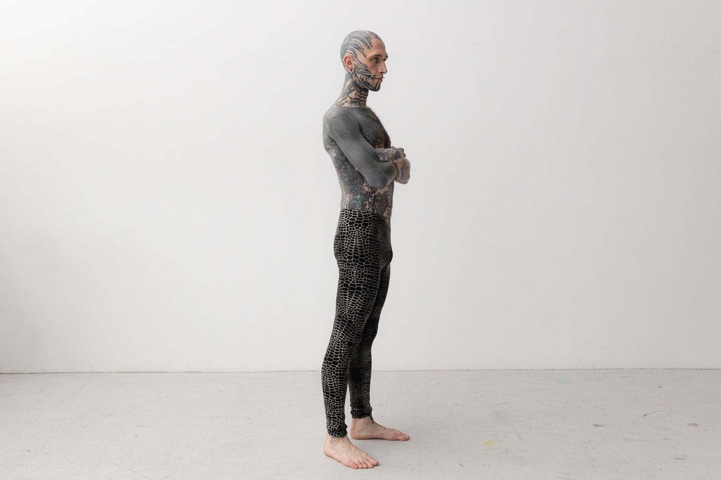 Leggings mit abstraktem Alligator-Muster - unisex - schwarz-grau-beige