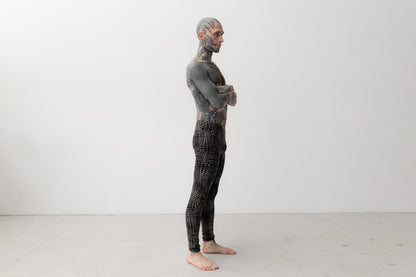 Leggings mit abstraktem Alligator-Muster - unisex - schwarz-grau-beige