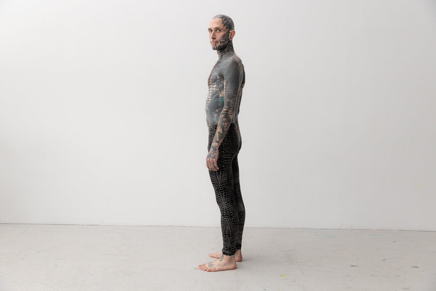 Leggings mit abstraktem Alligator-Muster - unisex - schwarz-grau-beige