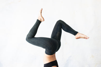 Leggings gestreift - Akrobatik, Yoga, Acroyoga - blauschwarz-türkis