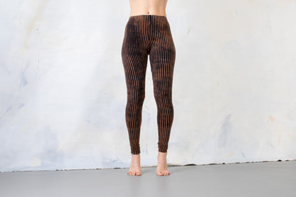 Leggings Striped - Batik, Print - black-apricot