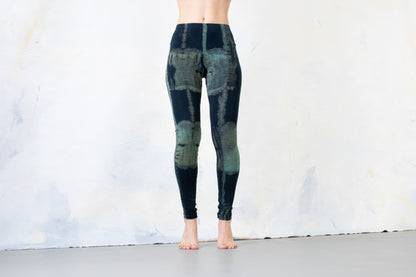 Leggings with abstract batik pattern - Garage, Grunge - Batik, Tie-Dye - unisex - dark blue-turquoise