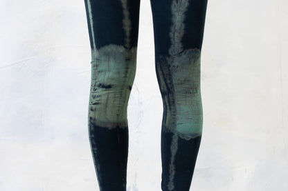 Leggings with abstract batik pattern - Garage, Grunge - Batik, Tie-Dye - unisex - dark blue-turquoise