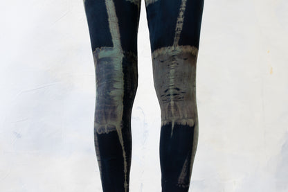 Leggings with abstract batik pattern - Garage, Grunge - Batik, Tie-Dye - unisex - dark blue-turquoise