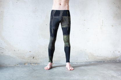 Leggings with abstract batik pattern - Garage, Grunge - Batik, Tie-Dye - unisex - dark blue-turquoise