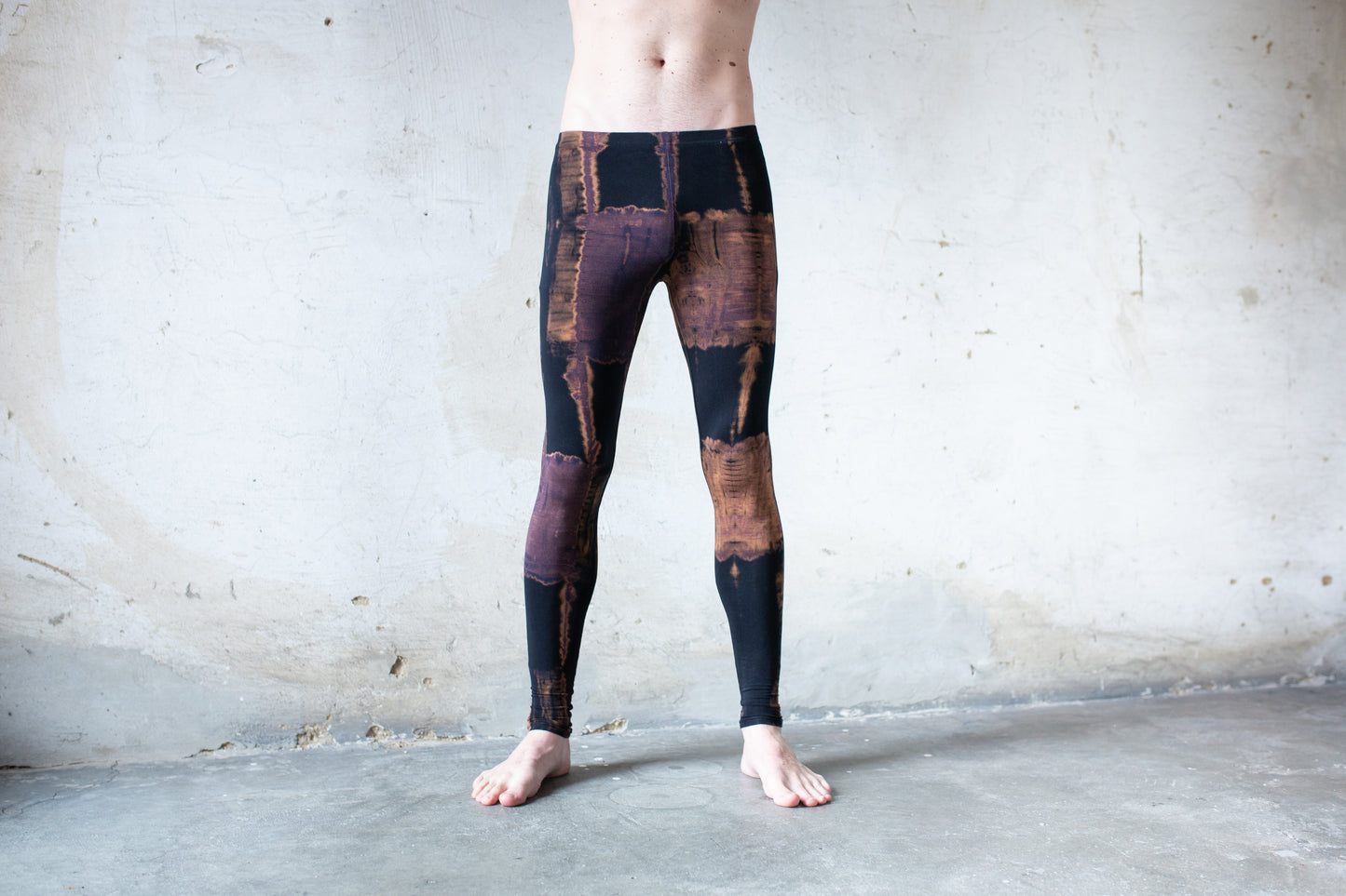 Leggings mit abstraktem Batikmuster - Garage, Grunge - Batik, Tie-Dye - unisex - purpur-apricot