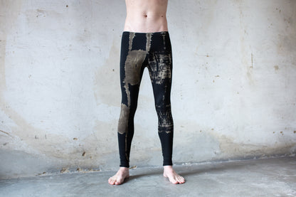 Leggings mit abstraktem Batikmuster - Garage, Grunge - Batik, Tie-Dye - unisex - schwarz-grau-beige