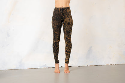 Leggings rissige Erde - unisex - camelbeige-senfbraun