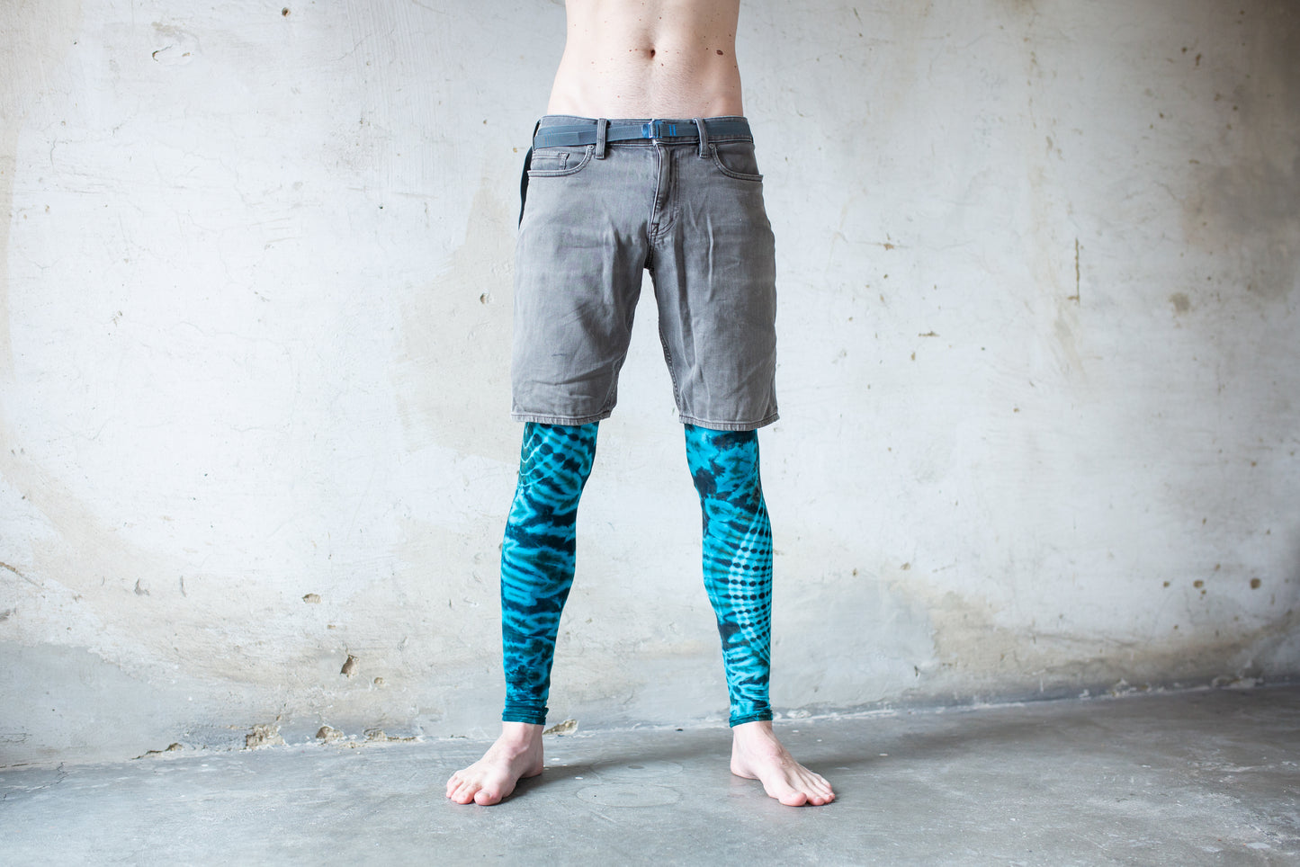 Leggings with an abstract floral Pattern - Batik, Tie-Dye - unisex - blue-turquoise