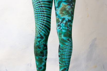 Leggings with an abstract floral Pattern - Batik, Tie-Dye - unisex - green-olive green