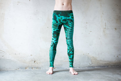 Leggings with an abstract floral Pattern - Batik, Tie-Dye - unisex - green-olive green