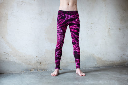 Leggings mit abstraktem Blumenmuster - Batik, Tie-Dye - unisex - dunkelpink-violett