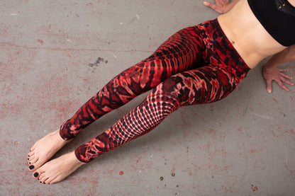 Leggings mit abstraktem Blumenmuster - Batik, Tie-Dye - unisex - flashy red, hochrot