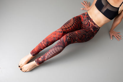 Leggings mit abstraktem Blumenmuster - Batik, Tie-Dye - unisex - flashy red, hochrot