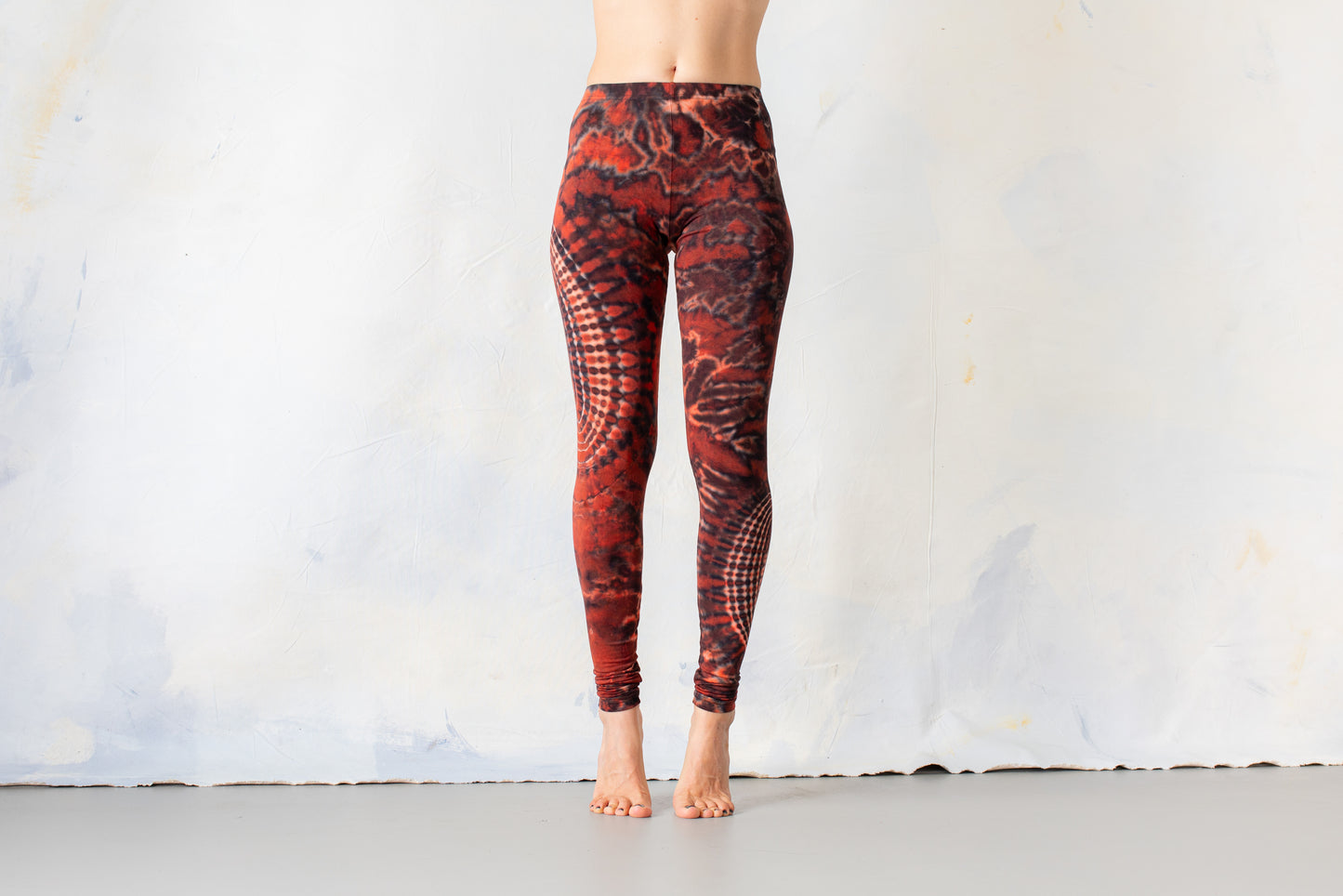 Leggings mit abstraktem Blumenmuster - Batik, Tie-Dye - unisex - flashy red, hochrot