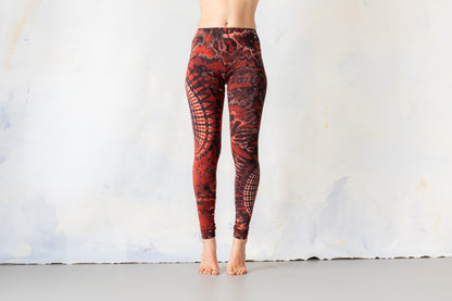 Leggings with an abstract floral Pattern - Batik, Tie-Dye - unisex - flashy red