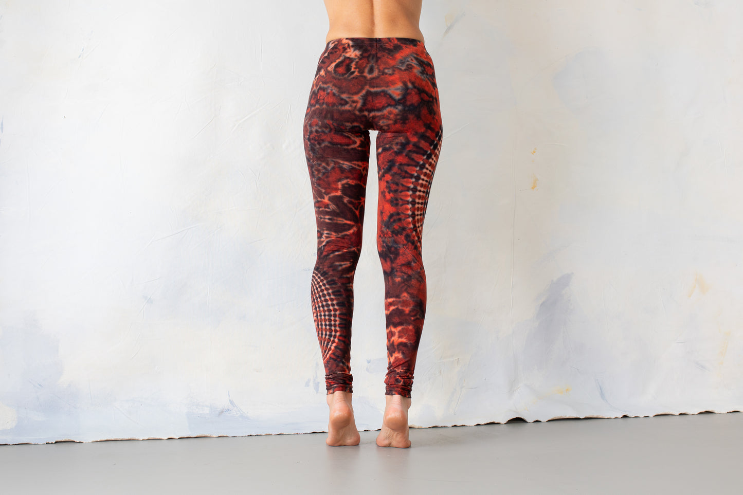 Leggings mit abstraktem Blumenmuster - Batik, Tie-Dye - unisex - flashy red, hochrot