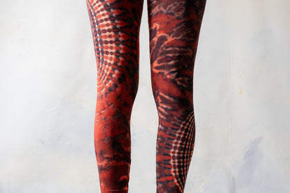 Leggings with an abstract floral Pattern - Batik, Tie-Dye - unisex - flashy red