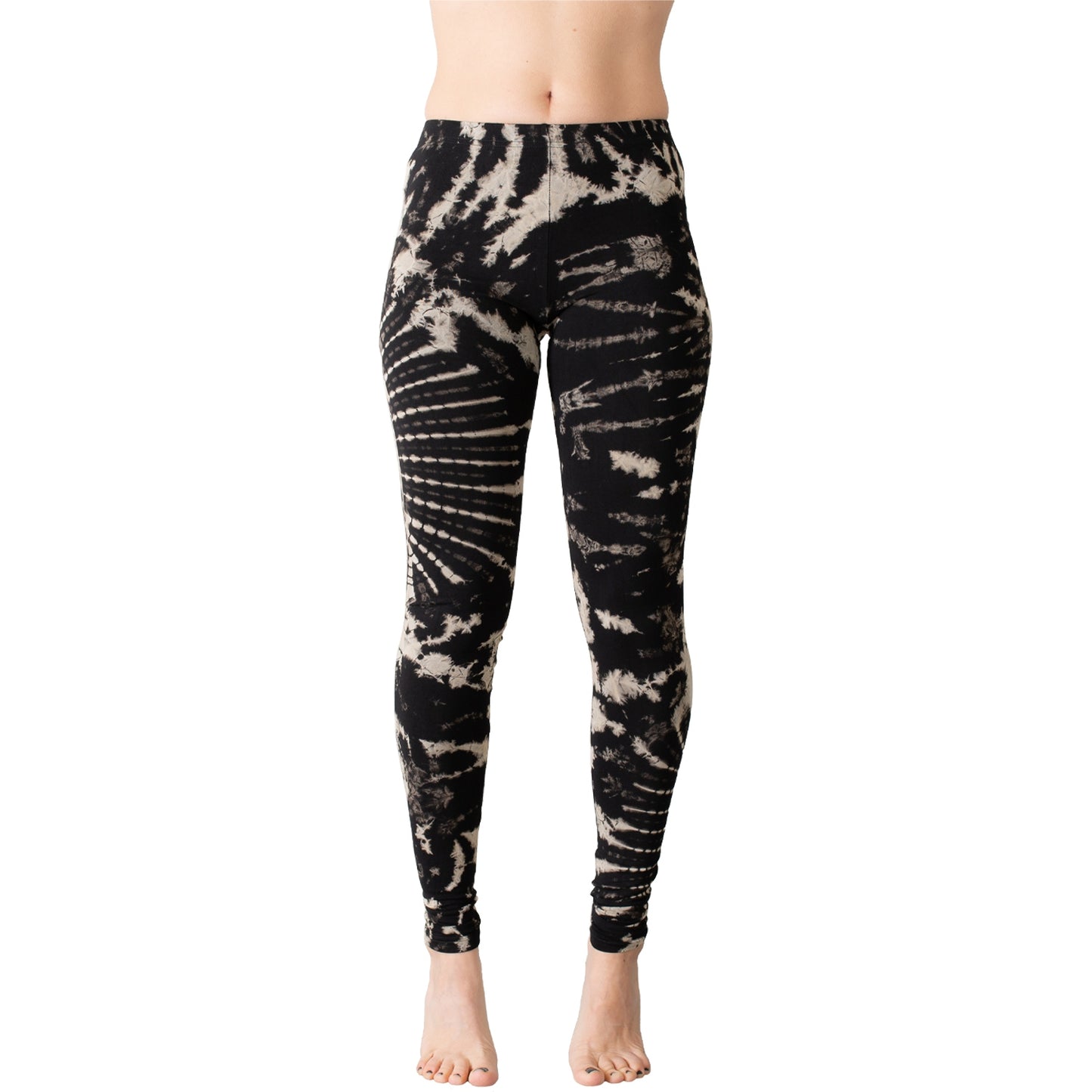 Leggings with an abstract floral Pattern - Batik, Tie-Dye - unisex - black-beige-gray