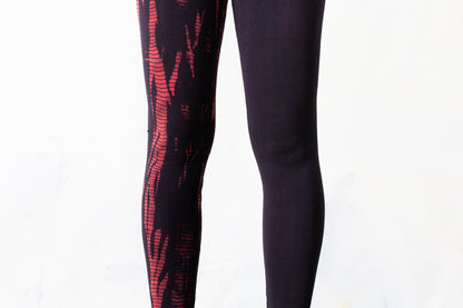 Leggings with Reptile Pattern - Batik, Tie-Dye - unisex - black-red-purple