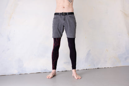 Leggings with Reptile Pattern - Batik, Tie-Dye - unisex - black-red-purple