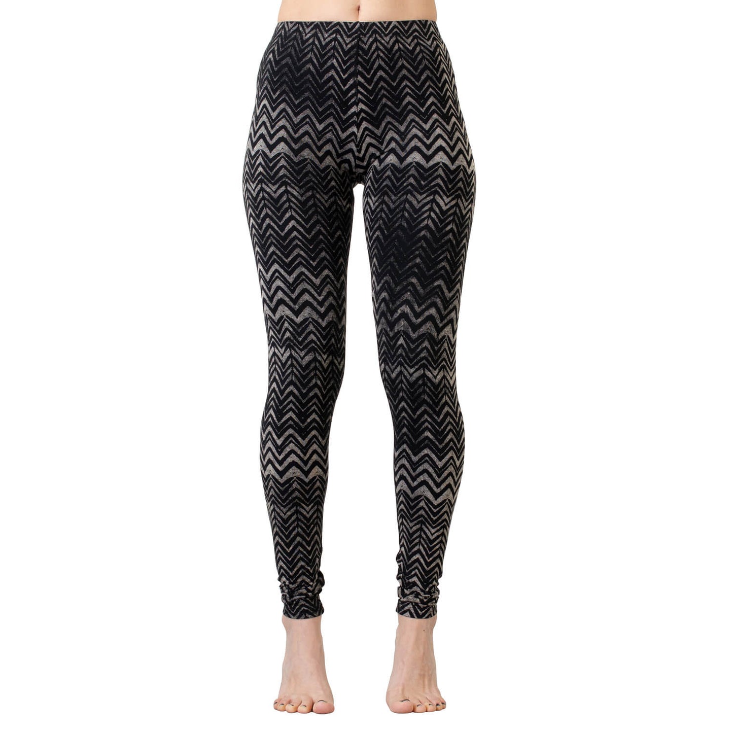 Leggings with an abstract Wave pattern - Underwater Look - black-gray-beige