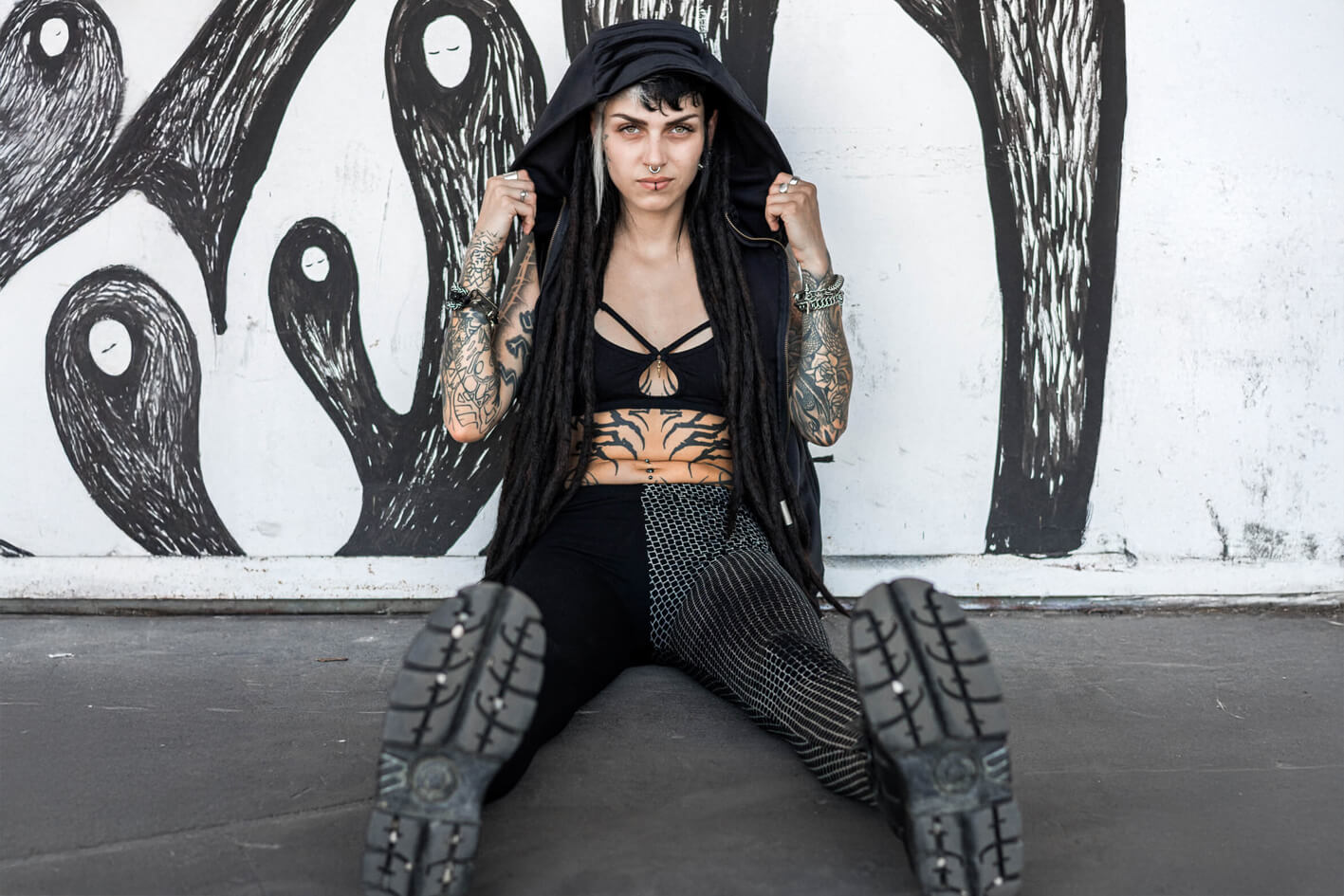 Velvet Vest, Strappy Bra & Leggings Set - Velvet Statement Look