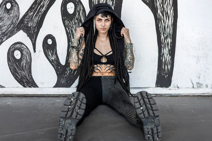 Velvet Vest, Strappy Bra & Leggings Set - Velvet Statement Look