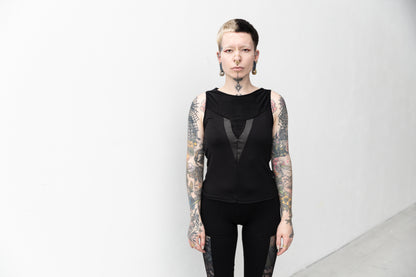 Mesh Top - slightly see-through, with Shiny Detail - black