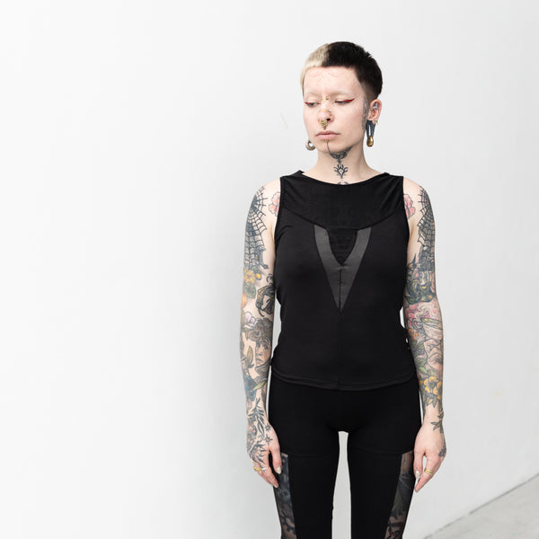 Mesh Top - slightly see-through, with Shiny Detail - black
