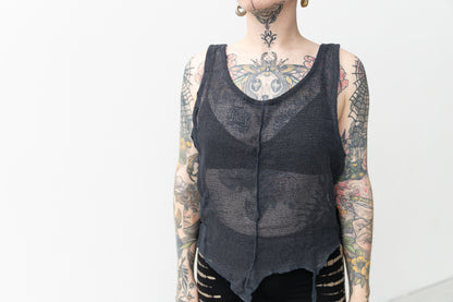 Net Top - see-through, with Visible Seams - gray