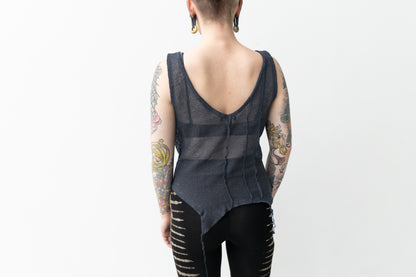 Net Top - see-through, with Visible Seams - gray