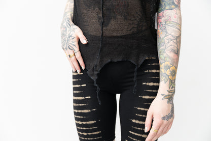 Net Top - see-through, with Visible Seams - black