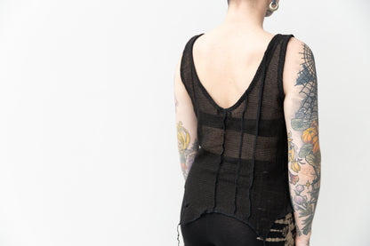 Net Top - see-through, with Visible Seams - black