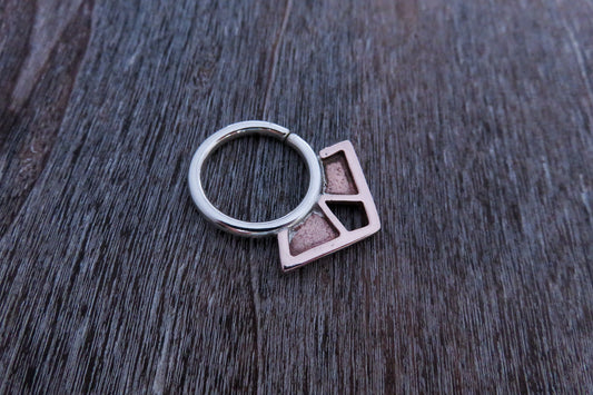 Piercing - Earring with Geometric Design - Copper and Silver