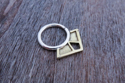 Piercing - Earring with Geometric Design - Brass and Silver