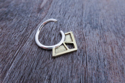 Piercing - Earring with Geometric Design - Brass and Silver