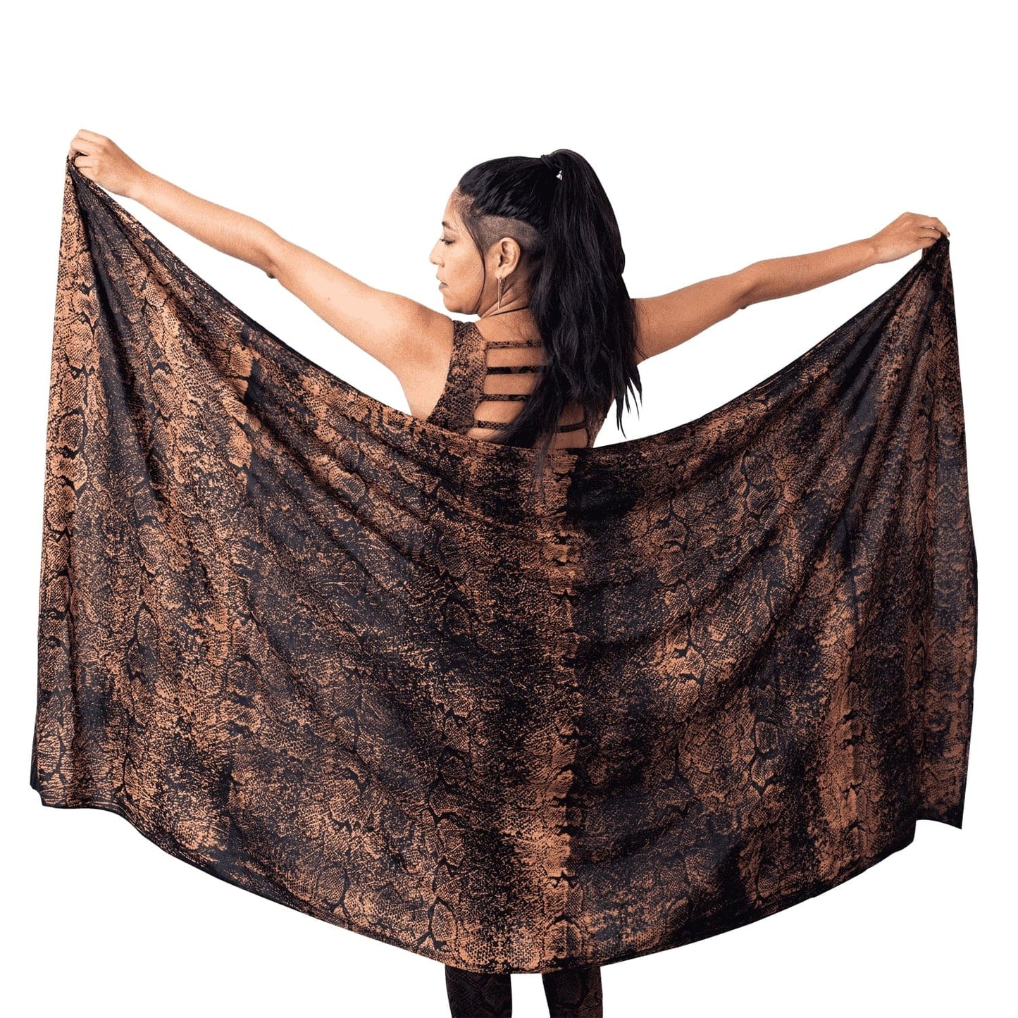 Sarong mit Schlangenmuster - Pareo, Tuch, Schal - Batik, Blockprint - schwarz-apricot