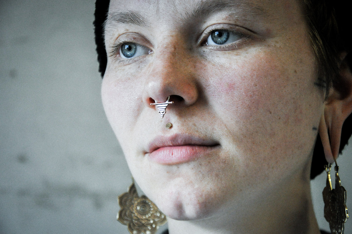 Small Septum – with geometrical Pattern - Copper and Silver