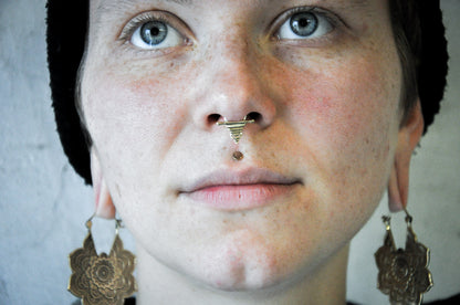 Small Septum – with geometrical Pattern - Brass and Silver