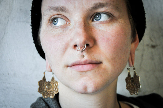 Septum with Moon Element - small Earring - Copper and Silver