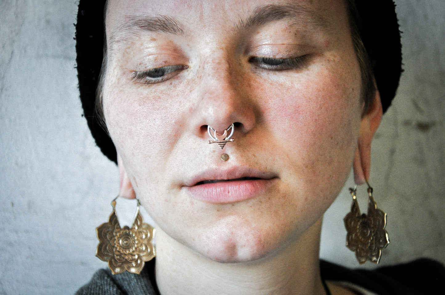 Septum with Moon Element - small Earring - Copper and Silver