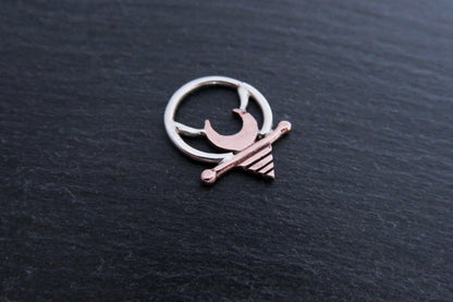 Septum with Moon Element - small Earring - Copper and Silver