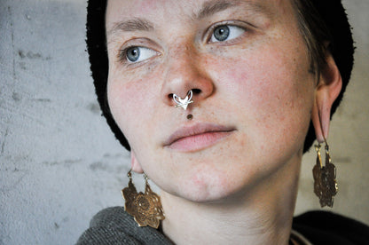 Septum with Moon Element - small Earring - Brass and Silver