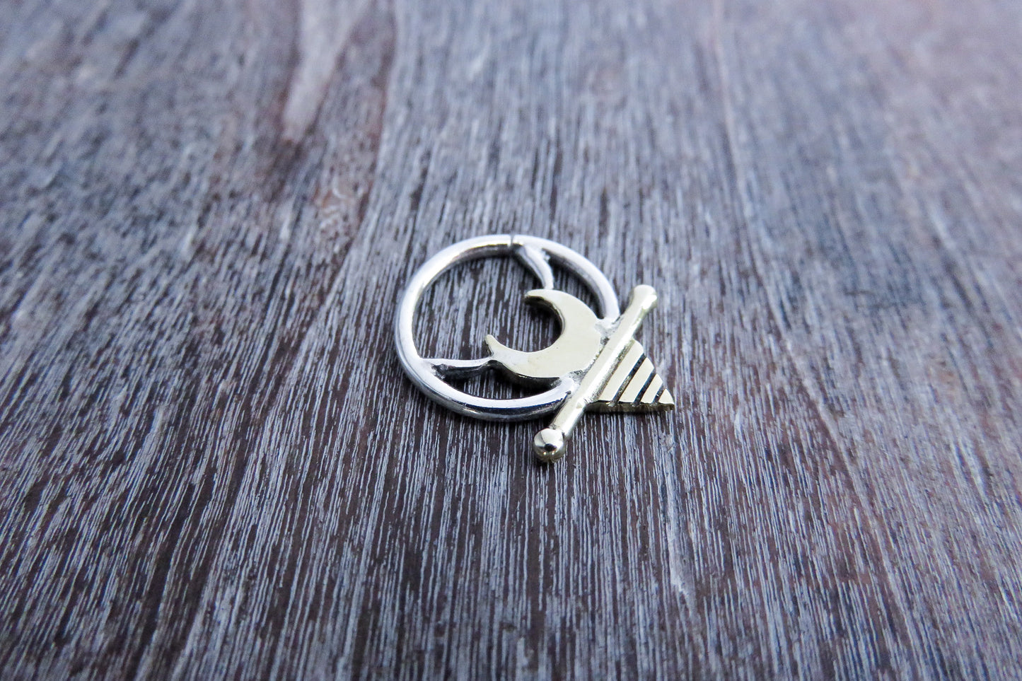 Septum with Moon Element - small Earring - Brass and Silver